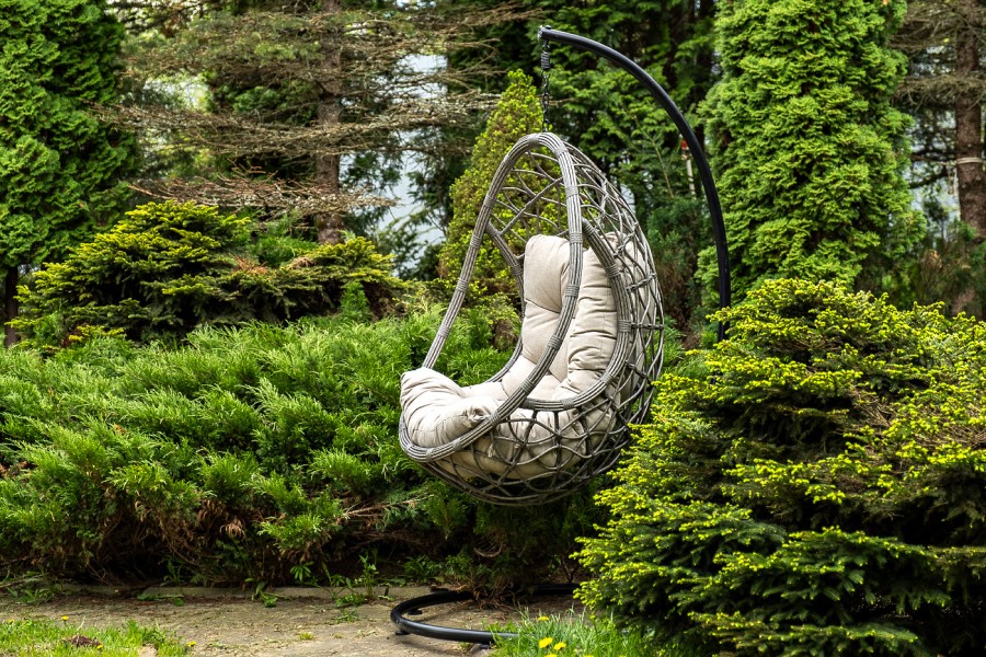 Подвесное кресло-кокон из искусственного ротанга Венеция, серое 4sis