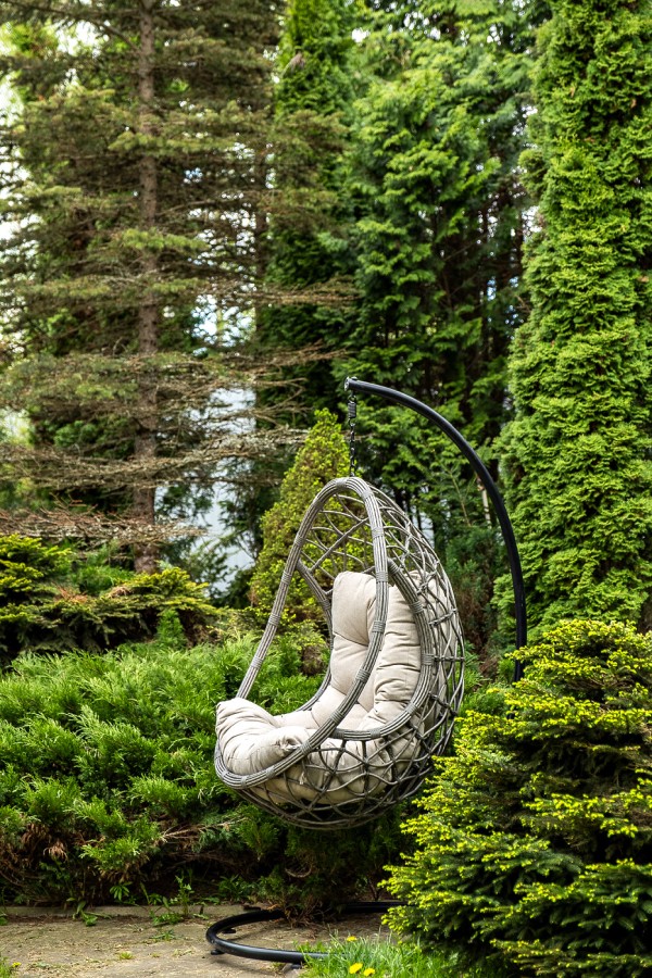 Подвесное кресло-кокон из искусственного ротанга Венеция, серое 4sis