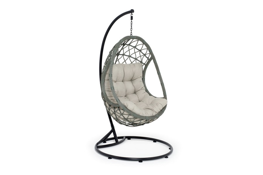 Подвесное кресло-кокон из искусственного ротанга Венеция, серое 4sis