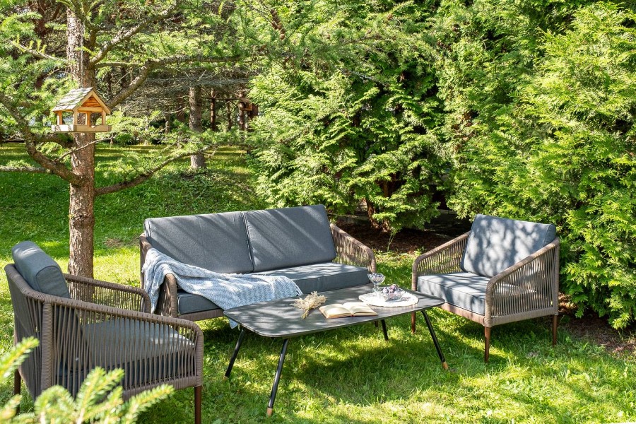 Лаунж-зона 4-местная из роупа Канны коричневая 4sis