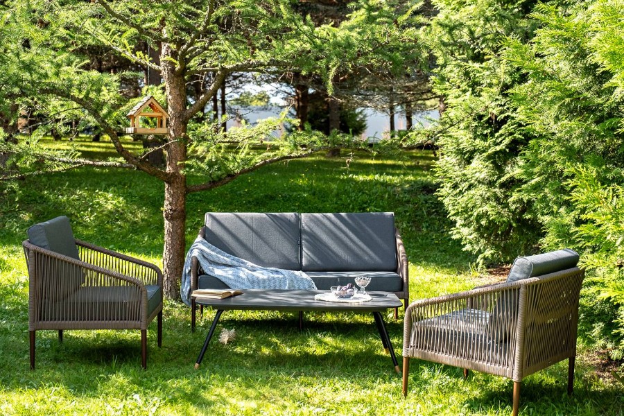 Лаунж-зона 4-местная из роупа Канны коричневая 4sis