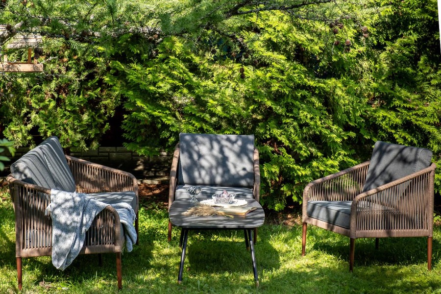 Лаунж-зона 4-местная из роупа Канны коричневая 4sis