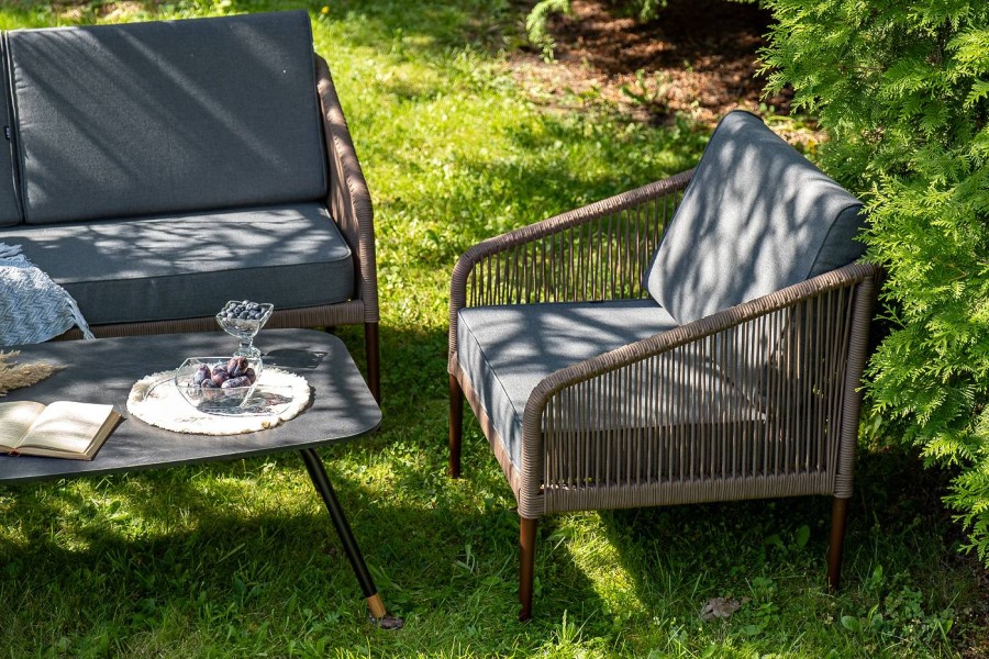 Лаунж-зона 4-местная из роупа Канны коричневая 4sis