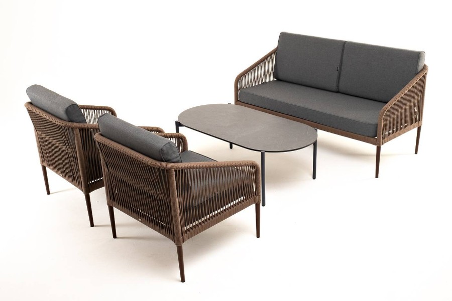 Лаунж-зона 4-местная из роупа Канны коричневая 4sis