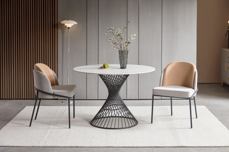 Обеденный стол Луна из керамики, белый глянцевый 4sis