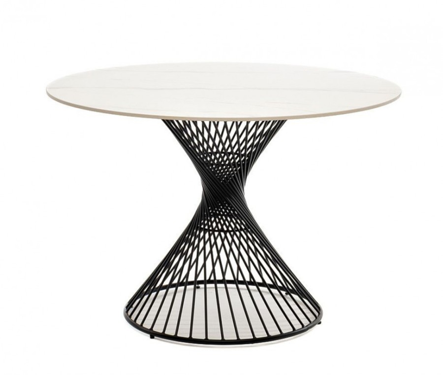 Обеденный стол Луна из керамики, белый глянцевый 4sis