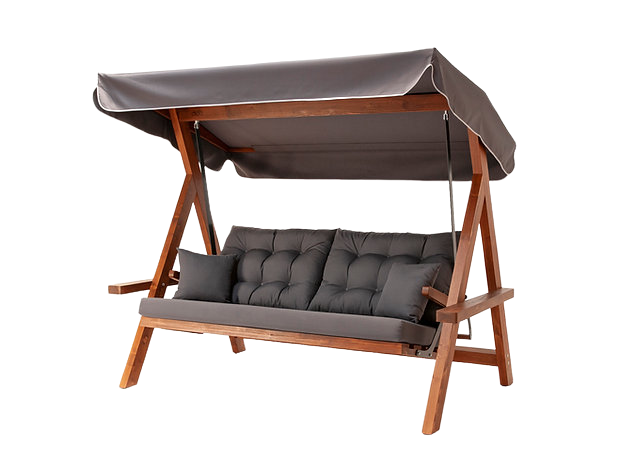 Качели Lyon из массива сосны с серыми подушками Royal Family