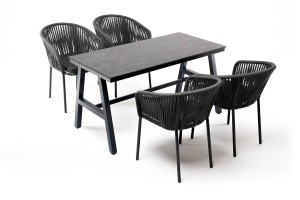 Обеденная группа на 4 персоны Рио, цвет серый 4sis