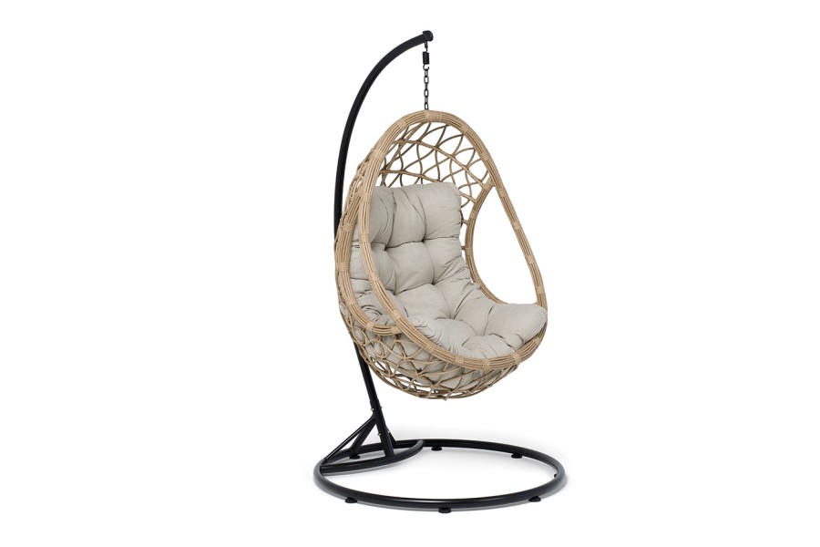 Подвесное кресло-кокон из искусственного ротанга Венеция соломенное 4sis