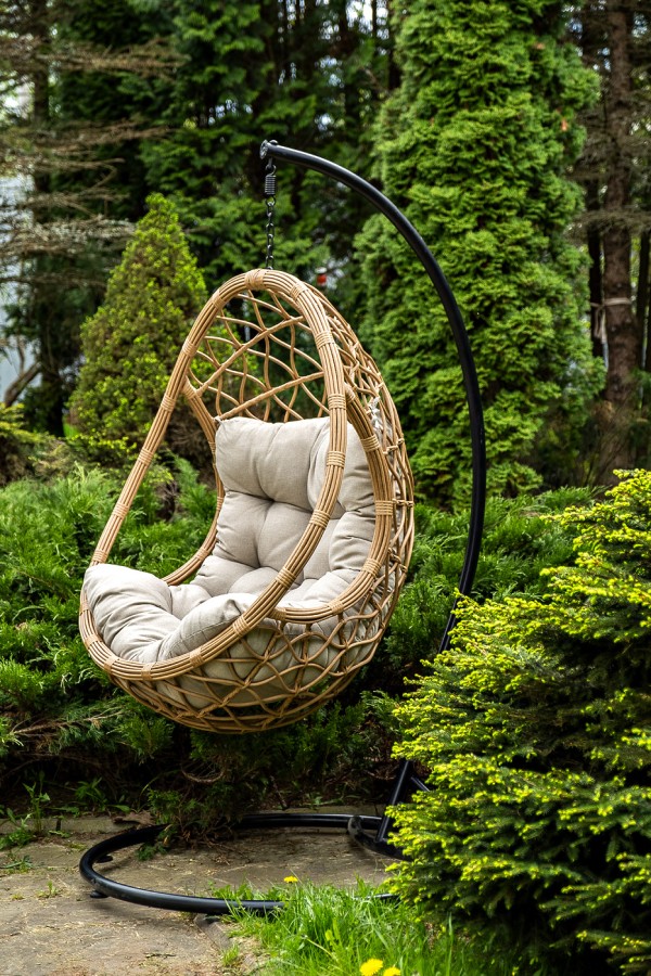 Подвесное кресло-кокон из искусственного ротанга Венеция соломенное 4sis