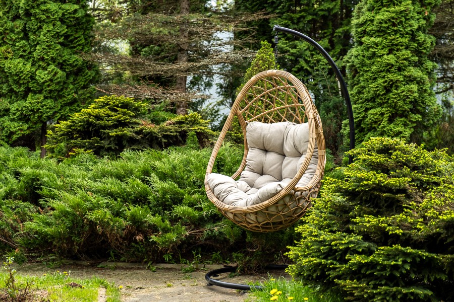 Подвесное кресло-кокон из искусственного ротанга Венеция соломенное 4sis