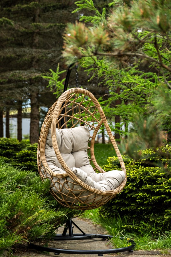 Подвесное кресло-кокон из искусственного ротанга Венеция соломенное 4sis