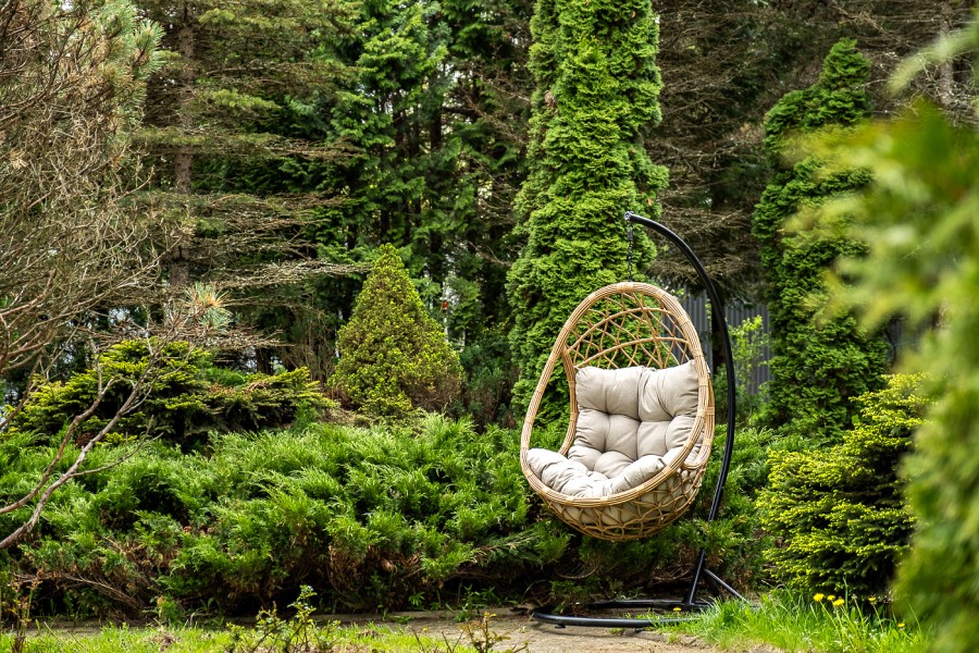 Подвесное кресло-кокон из искусственного ротанга Венеция соломенное 4sis