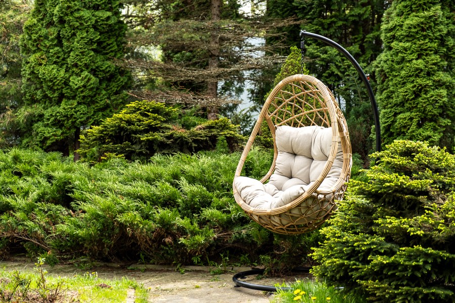 Подвесное кресло-кокон из искусственного ротанга Венеция соломенное 4sis