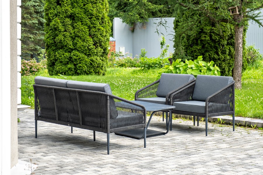 Лаунж-зона 4-местная из роупа Канны, темно-серая 4sis