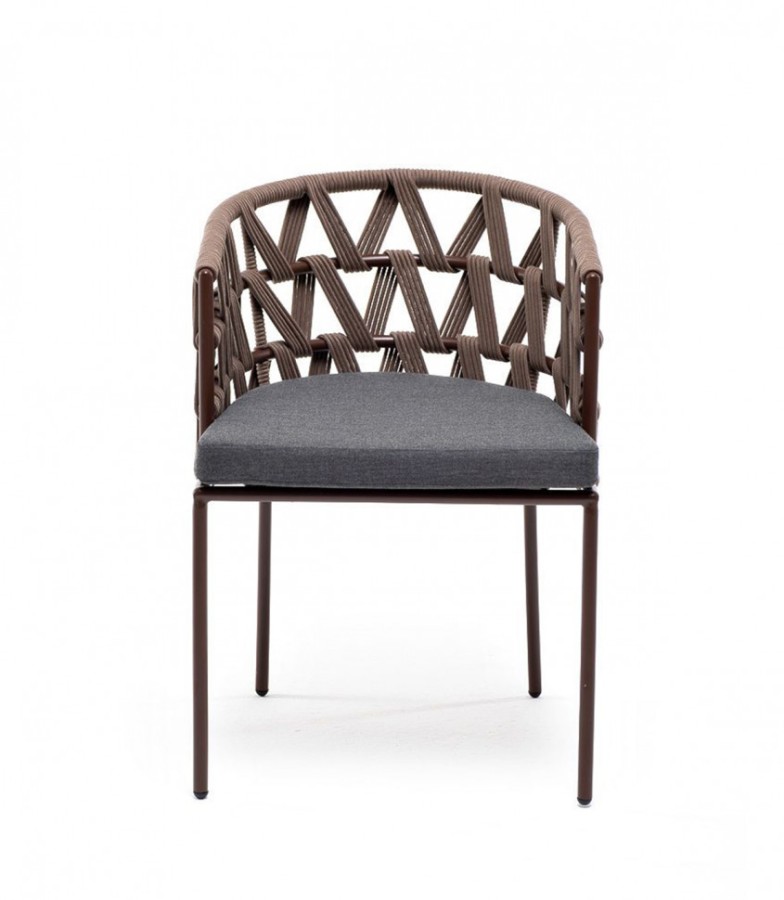 Плетеный стул из роупа Диего серо-коричневый 4sis