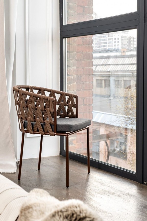 Плетеный стул из роупа Диего серо-коричневый 4sis