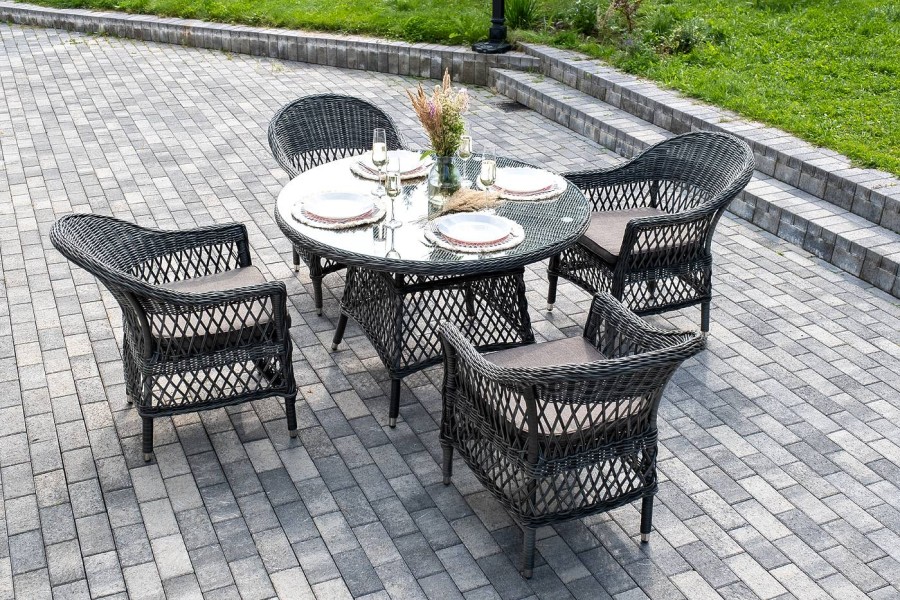Обеденная группа из искусственного ротанга Дольче, графит