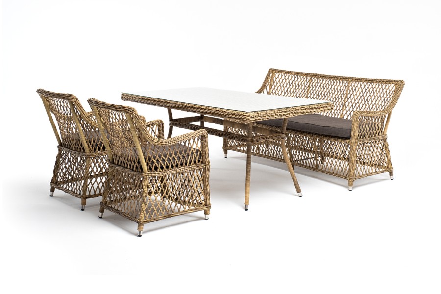 Обеденная группа Катания на 4 персоны, цвет соломенный 4sis