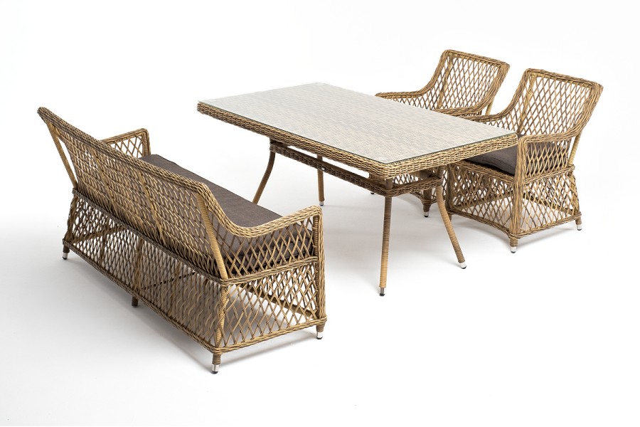 Обеденная группа Катания на 4 персоны, цвет соломенный 4sis