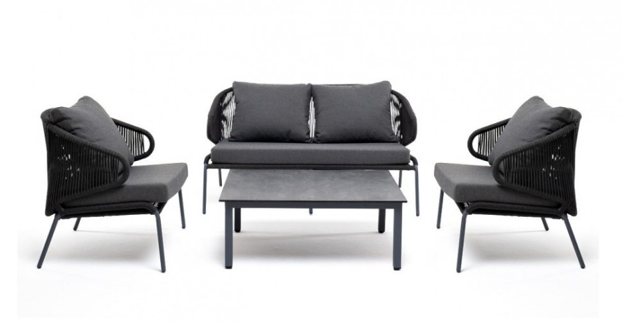 Лаунж-зона 4-местная из роупа Милан темно-серая 4sis