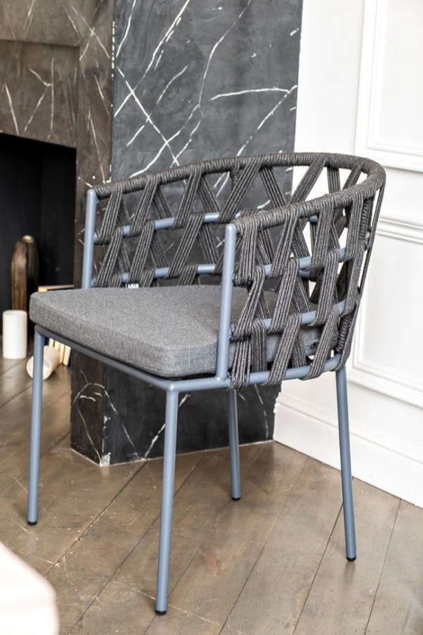 Плетеный стул из роупа Диего темно-серый 4sis