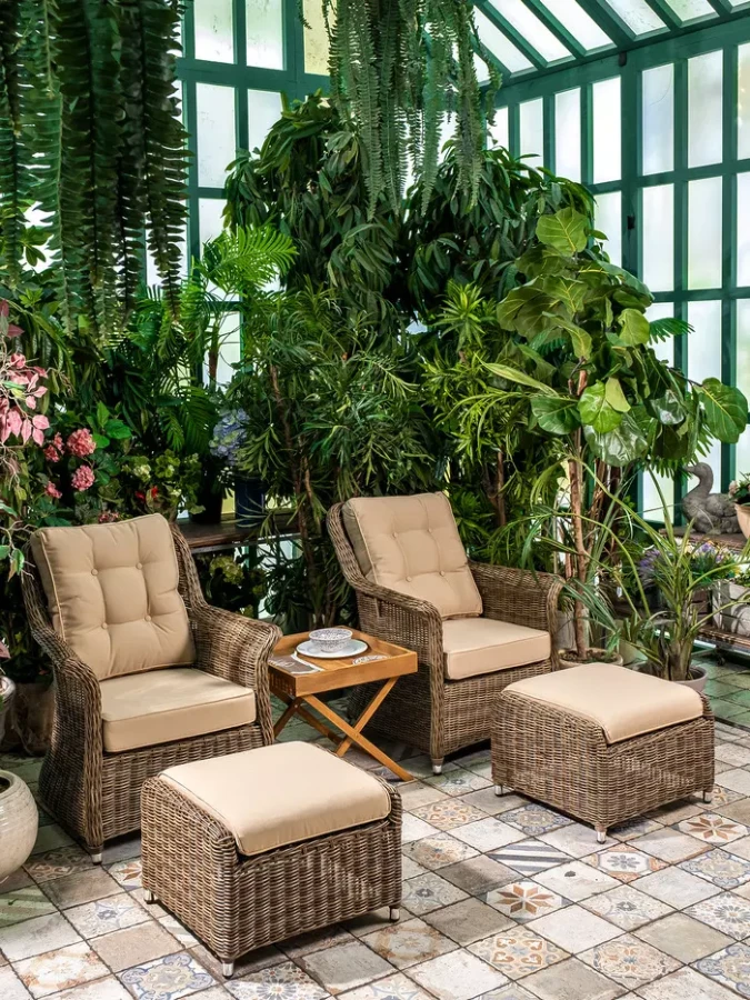 Оттоманка из искусственного ротанга OPAL 	Joygarden