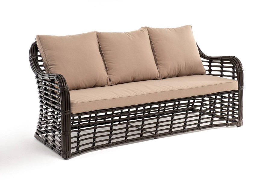 Трехместный диван из искусственного ротанга Ницца, бронзовый 4sis