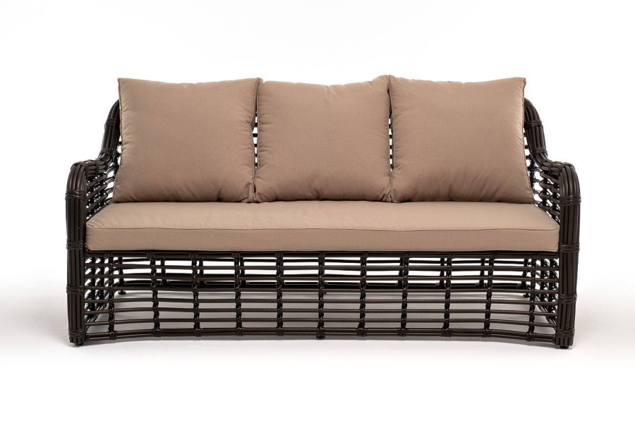 Трехместный диван из искусственного ротанга Ницца, бронзовый 4sis