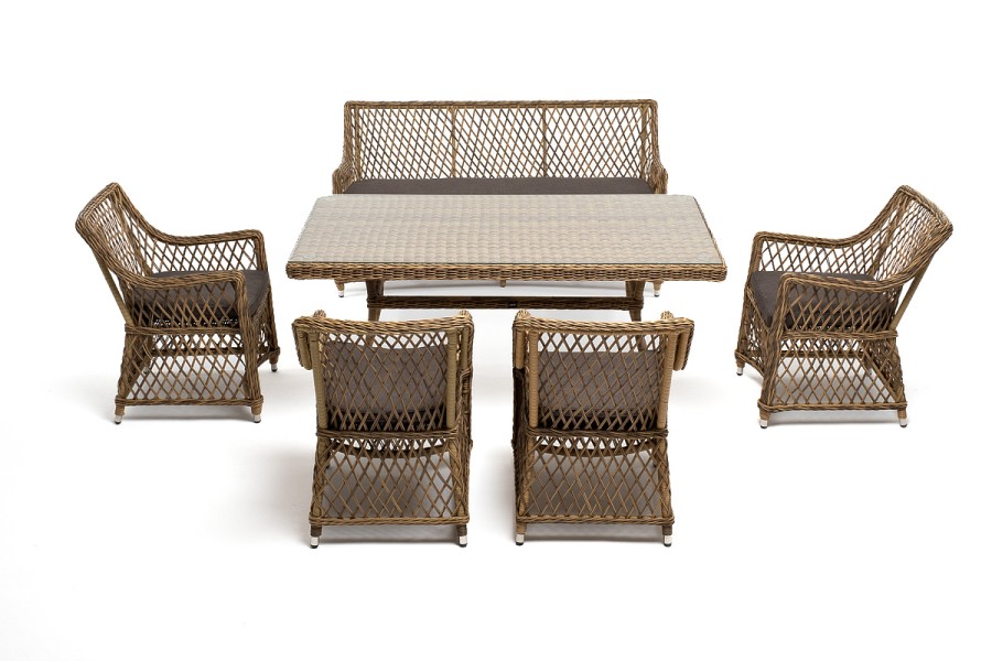 Обеденная группа Катания на 6 персон, цвет соломенный 4sis