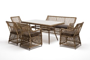 Обеденная группа Катания на 6 персон, цвет соломенный 4sis