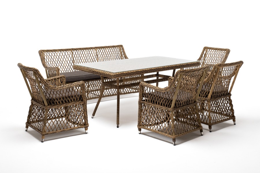 Обеденная группа Катания на 6 персон, цвет соломенный 4sis