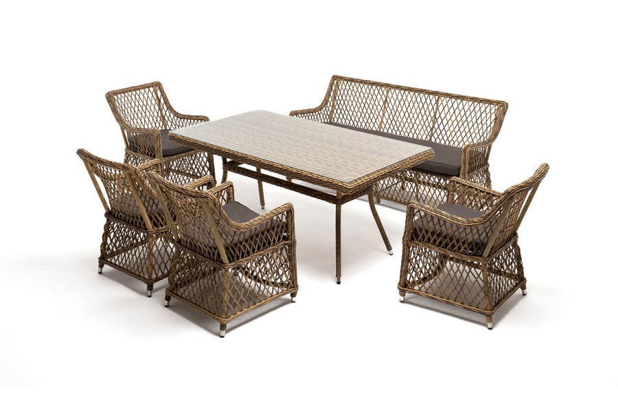 Обеденная группа Катания на 6 персон, цвет соломенный 4sis