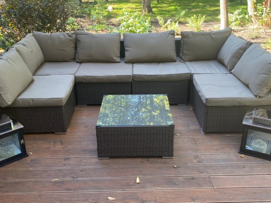 Плетеный модульный диван YR822 Brown Афина