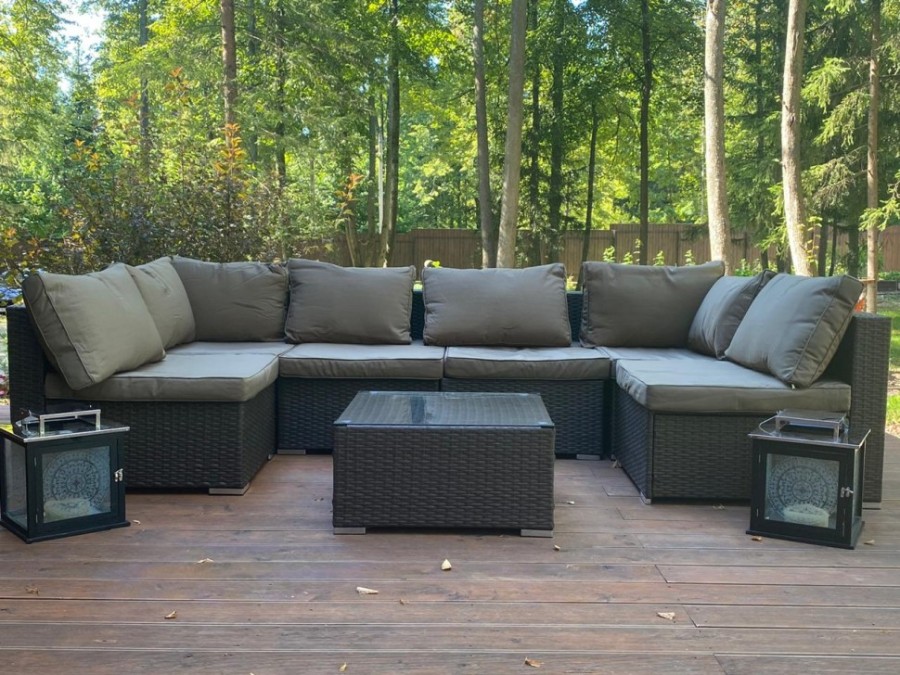 Плетеный модульный диван YR822 Brown Афина