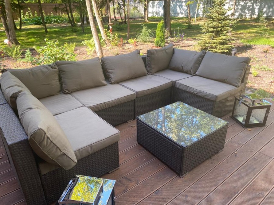 Плетеный модульный диван YR822 Brown Афина