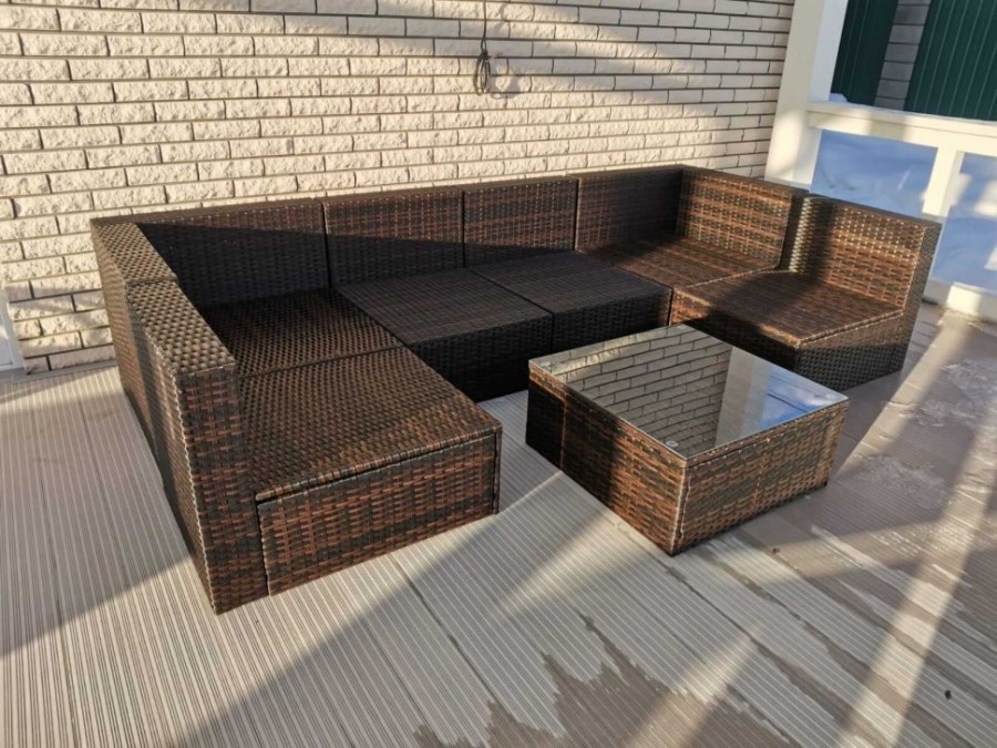 Плетеный модульный диван YR822 Brown Афина