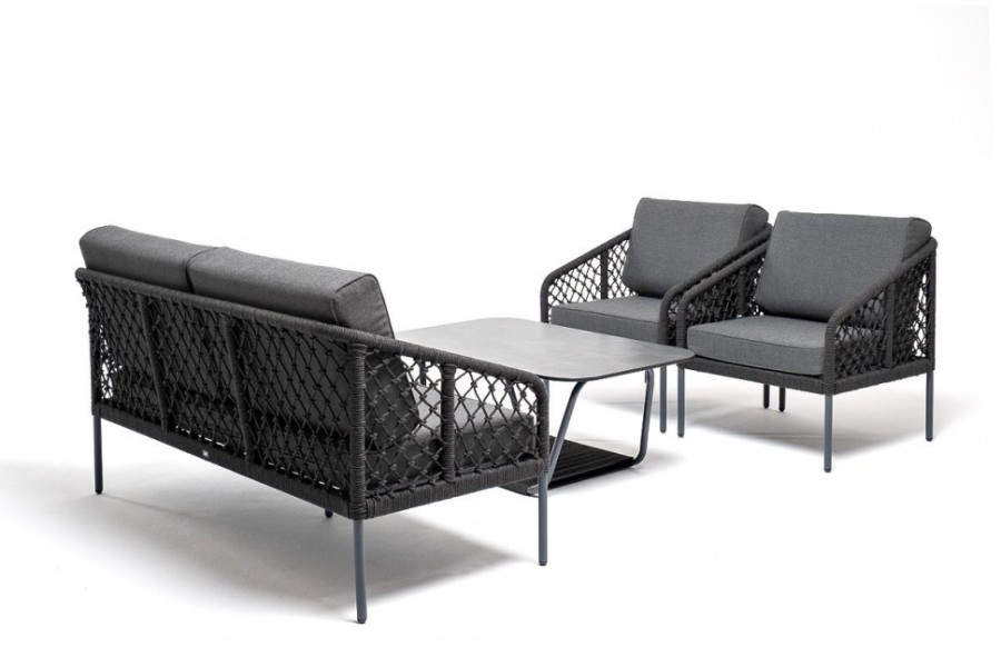 Лаунж-зона 4-местная из узелкового роупа Канны темно-серая 4sis