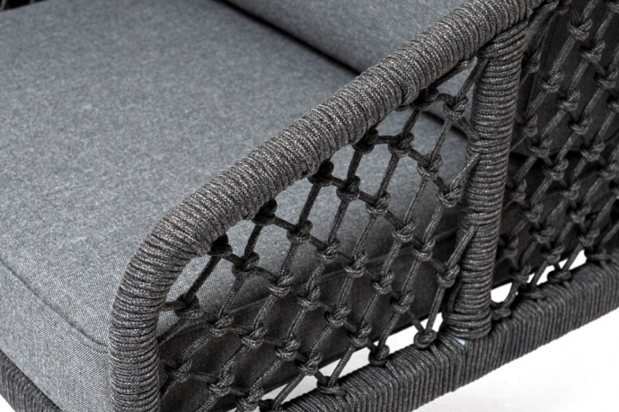 Лаунж-зона 4-местная из узелкового роупа Канны темно-серая 4sis