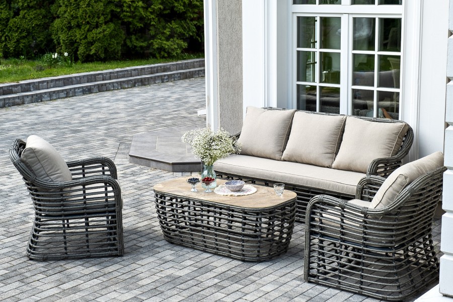 Лаунж-зона из искусственного ротанга Ницца, серая 4sis