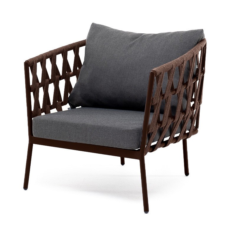 Кресло плетеное из роупа Диего, темно-серый 4sis