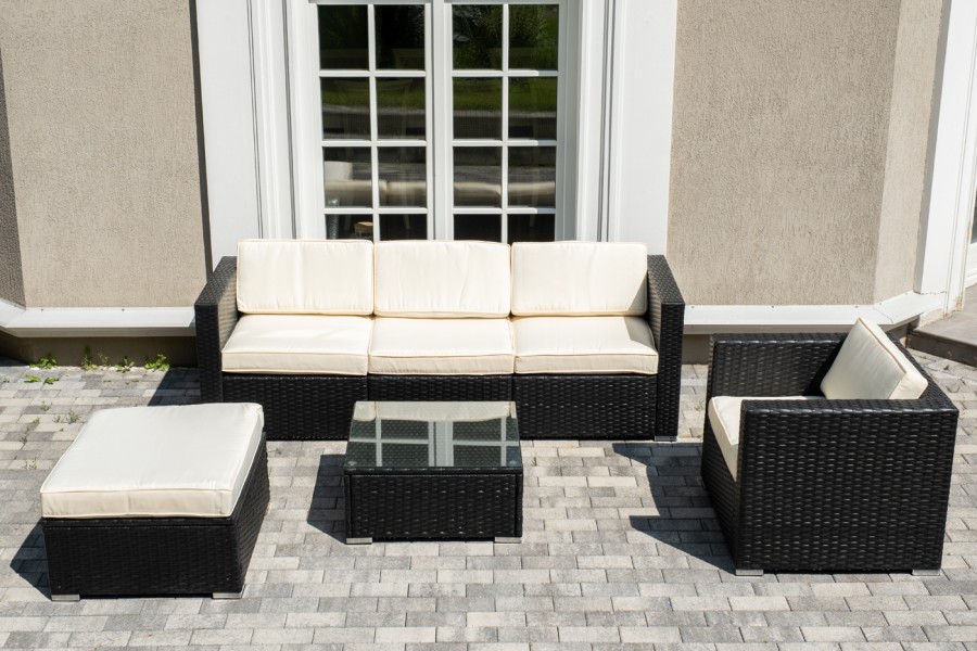 Лаунж-зона из искусственного ротанга на 5 персон Даллас, черный 4sis