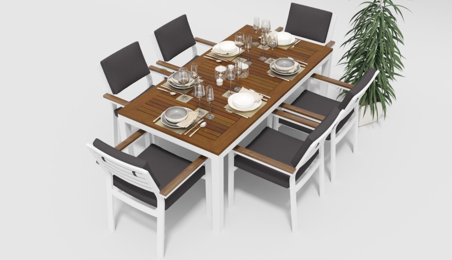 Обеденная группа Bella 180 белый антрацит Gardenini