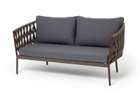 Диван 2-местный плетеный из роупа Диего, серо-коричневый