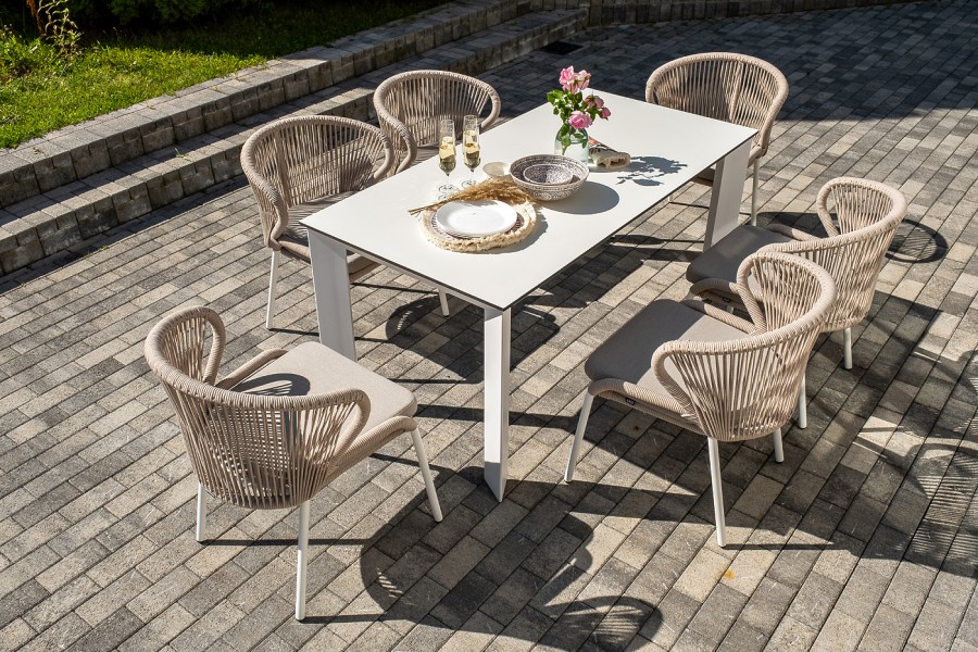 Обеденная группа на 6 персон Венето, роуп бежевый