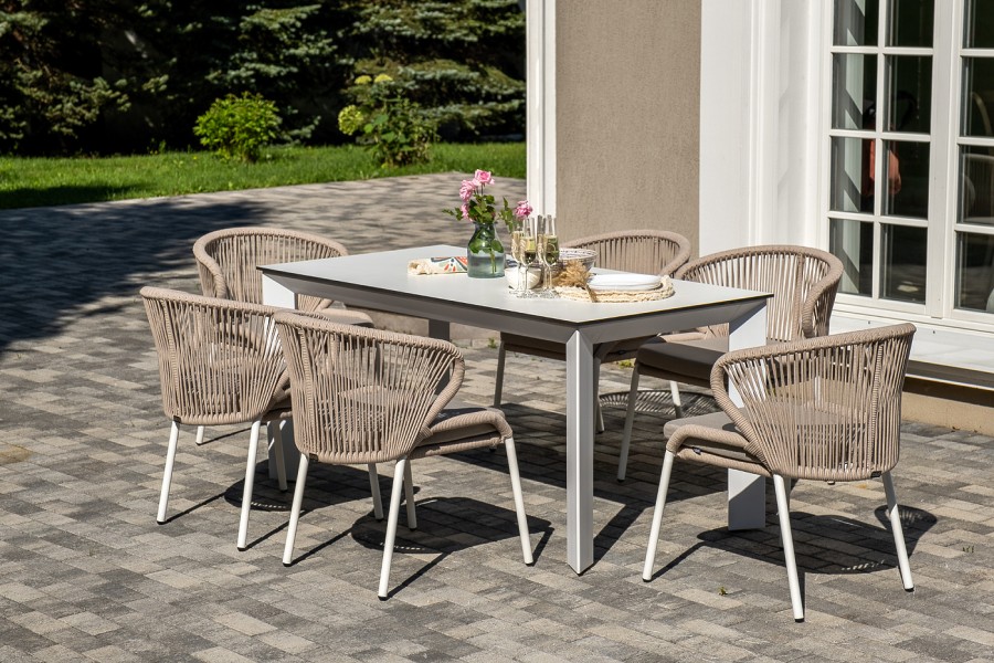 Обеденная группа на 6 персон Венето, роуп бежевый