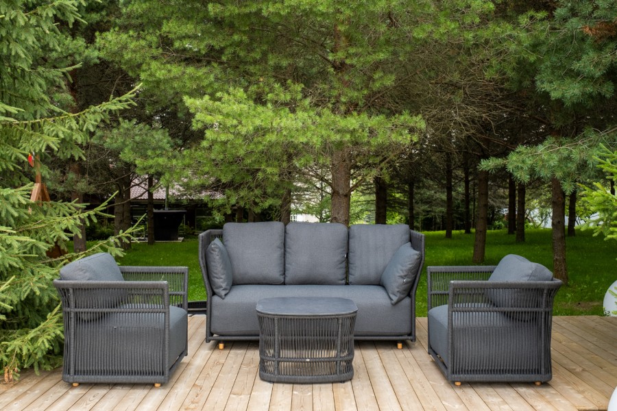 Лаунж-зона 5-местная плетеная из роупа Лугано, темно-серый 4sis