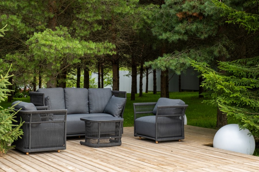 Лаунж-зона 5-местная плетеная из роупа Лугано, темно-серый 4sis