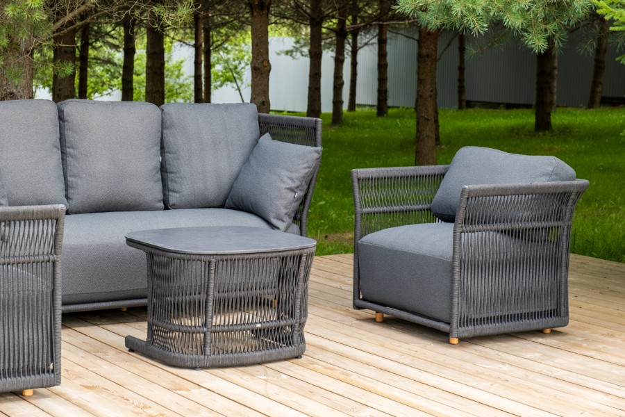 Лаунж-зона 5-местная плетеная из роупа Лугано, темно-серый 4sis