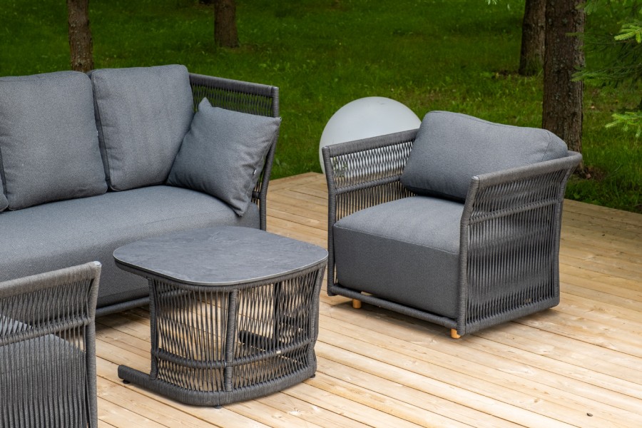 Лаунж-зона 5-местная плетеная из роупа Лугано, темно-серый 4sis